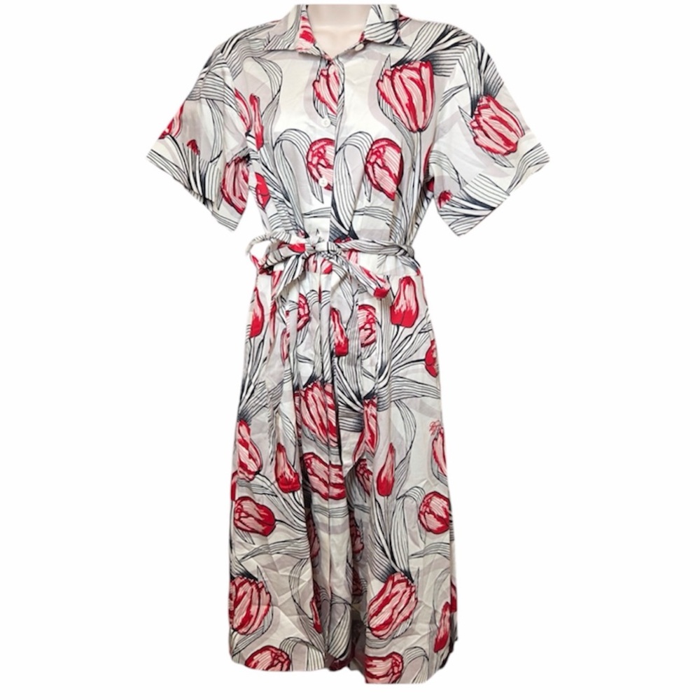 NWOT BROOKS BROTHERS Button Down Collar Dress Floral Women’s 8 6306